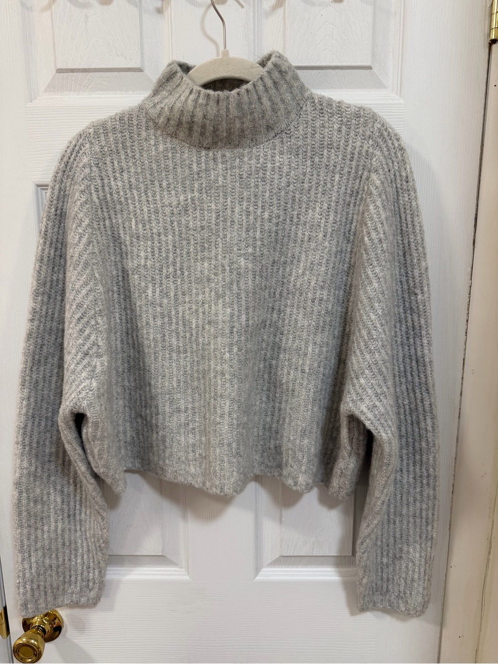 Wayf Gray Ribbed Open-Back Knit Sweater - Picture 3 of 3